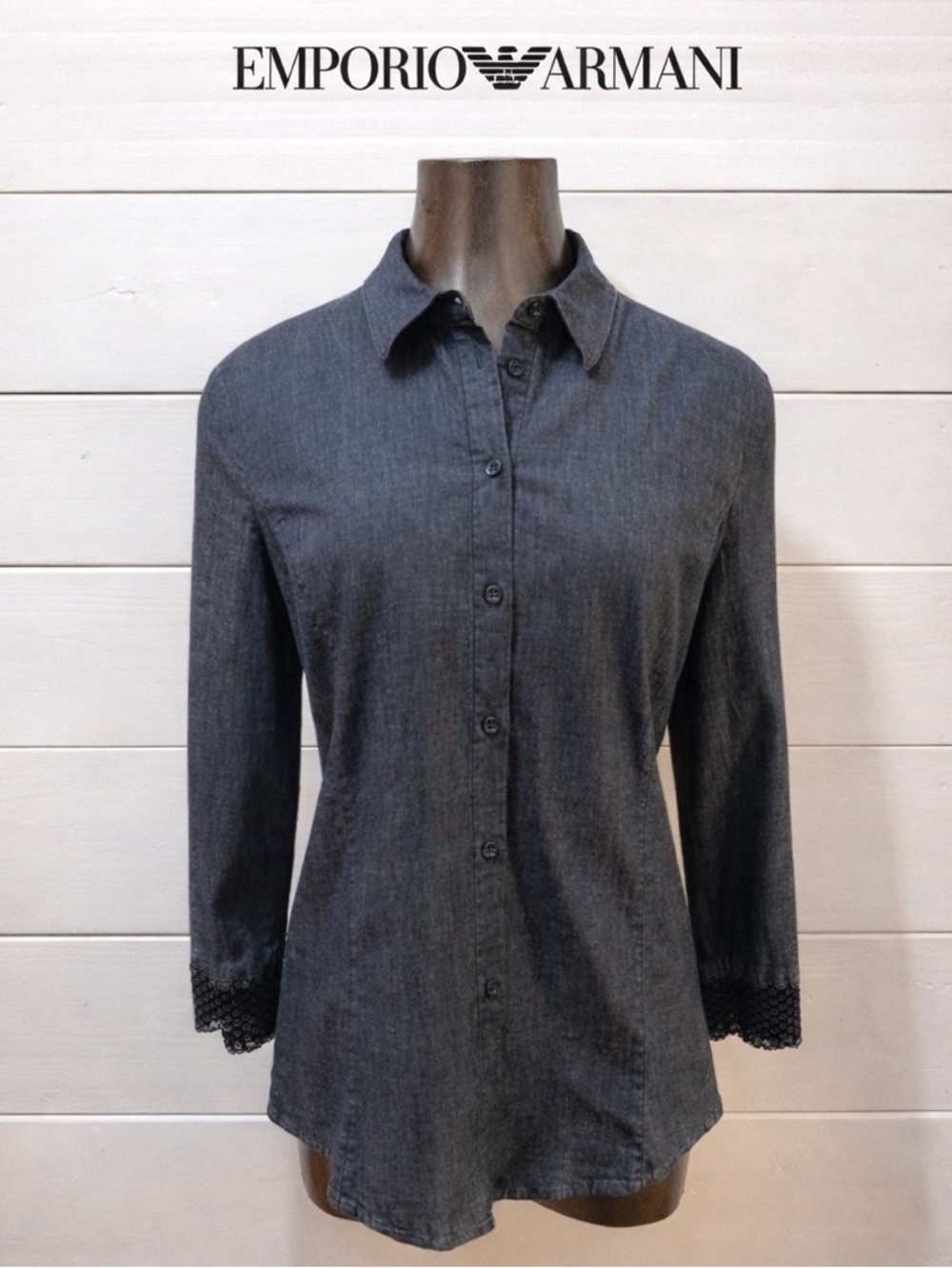 EMPORIO ARMANI JEANS Dark Denim Blouse – Estimated Size 8